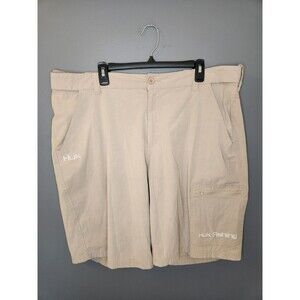 Huk Performance Fishing‎ Shorts Men's 2XL Beige Cargo Vented Stretch Quick Dry
